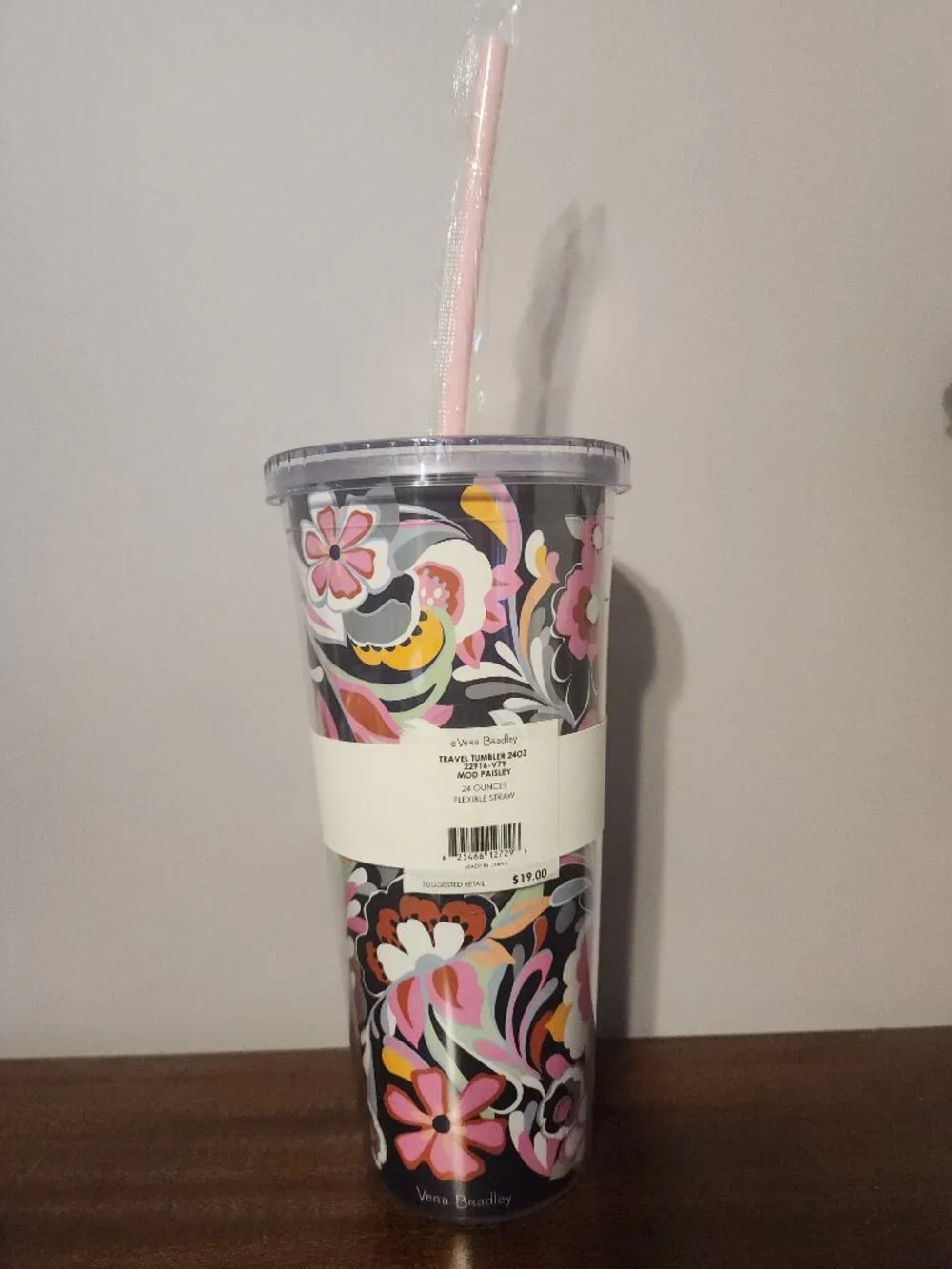 Vera Bradley 24oz Travel Tumbler Mod Paisley Design